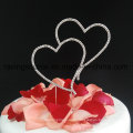 Blingbling Double Heart Picks Sparkly Wedding Cake Topper pour la décoration de gâteau